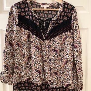 Boho fun 3/4 sleeve top, size S